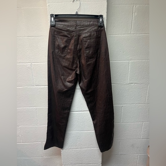 Nasty Gal Croc-Embossed Brown Pants. SZ 8 - Picture 4 of 6